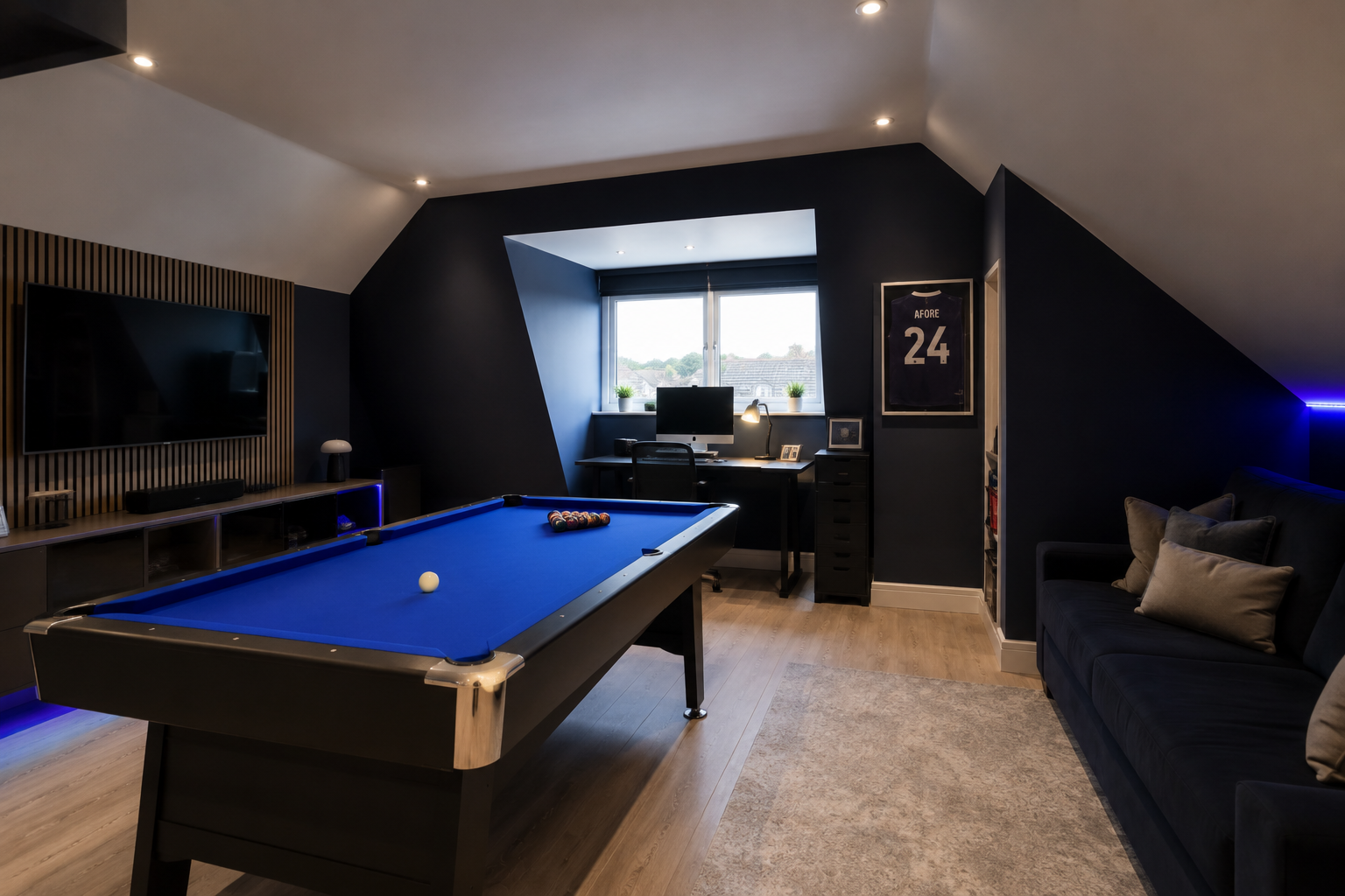 Attic conversion games room with pool table, Dublin